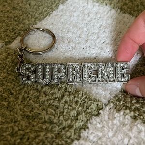 Supreme Diamond Silver Keychain